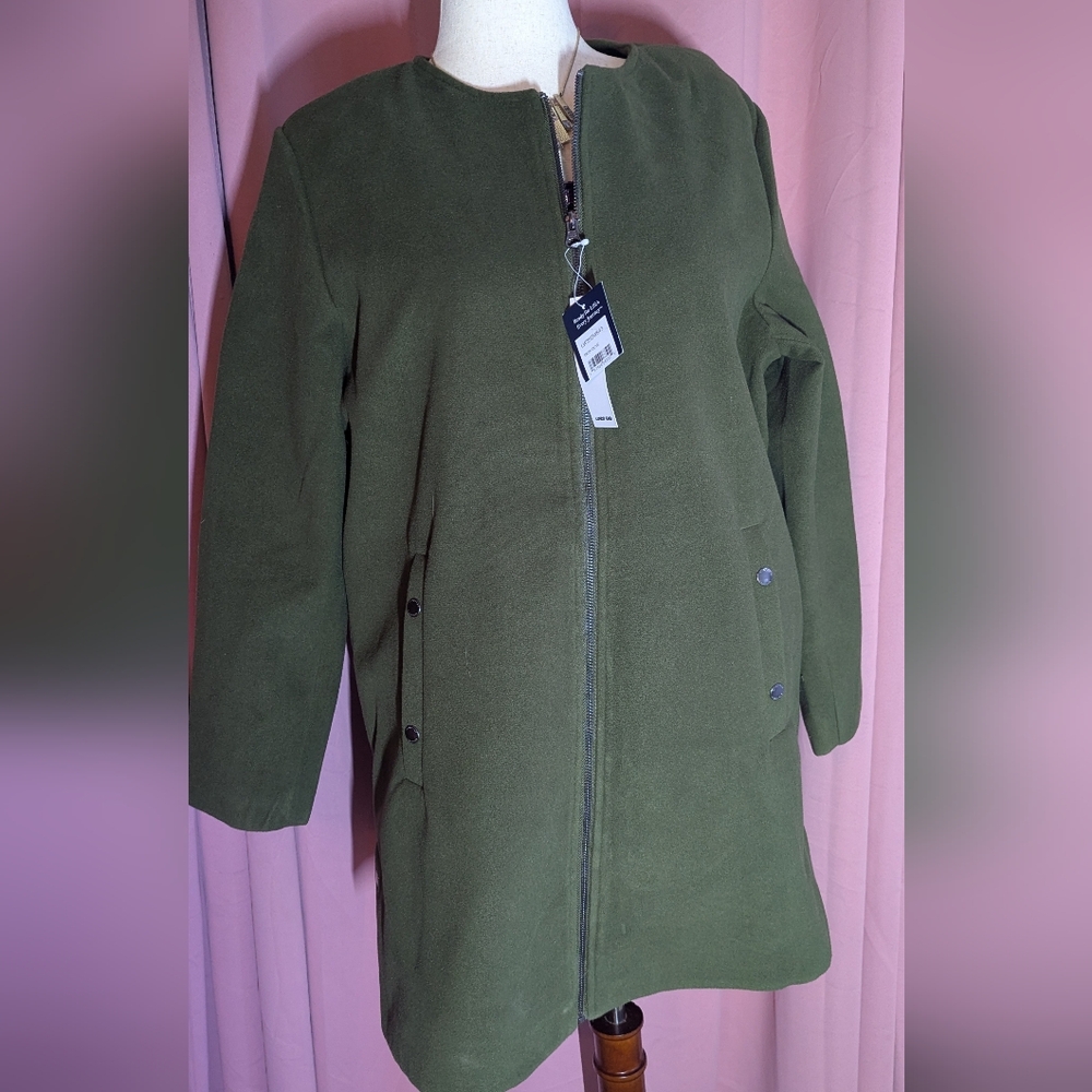 LANDS' END Dark Olive Full Zip Women's Jacket L